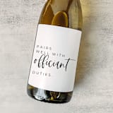 "Officiant Gift Wine Label | Pairs well with Officiant Duties" - Couple Gifts in white by The Pretty Little Mess