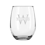 "Custom Monogram Stemless Wine Glass" - Couple Gifts in clear by Papel Custom Design