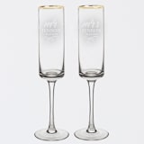 "Mr. and Mrs. Personalized Gold Rim Champagne Flutes, Set of 2" - Couple Gifts in clear by Colin Supple