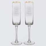 "Wedding Couple Personalized Gold Rim Champagne Flutes, Set of 2" - Couple Gifts in clear by Colin Supple