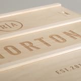"Simple Vintage - Personalized Anniversary Wine Box" - Couple Gifts in natural by Artificer Wood Works