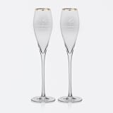"Mr and Mrs Personalized Gold Rim Tulip Shaped Champagne Flutes, Set of 2" - Couple Gifts in clear by Colin Supple