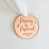 "Merry & Married Custom Christmas Ornament" - Couple Gifts in multicolorassorted-colors by Alexandra Ettis
