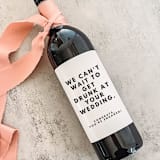 "Engagement Gift Wine Label | We can't wait to get drunk at your wedding" - Couple Gifts in white by The Pretty Little Mess