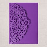 "Qty of 50 Custom Swirl Purple Shimmer Tri-fold Pocket | Other Color Options Available" - Invitation Pockets in purple by Papel Custom Design