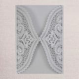 "Qty of 50 Custom Silver Shimmer Chantilly Lace Invitation Pocket | Other Color Options Available" - Invitation Pockets in gray by Papel Custom Design