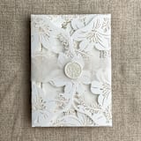 "White Lily Floral Lasercut Pocket for 5x7 inch Invitation | Pack of 10 | Envelopes Included" - Invitation Pockets in white by Ivory Invitations