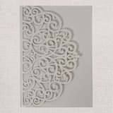 "Qty of 50 Custom Gorgous Open Lace Silver Shimmer Pocket | Other Color Options Available" - Invitation Pockets in gold by Papel Custom Design