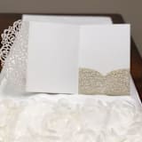 "Qty of 50 Custom Champagne Gold Rose Design Tri-fold Laser Cut | Other Color Options Available" - Invitation Pockets in multicolor by Papel Custom Design