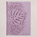 "Qty of 50 Custom Mauve Glitter Tropical Leaf Lasercut Pocket | Other Color Options Available" - Invitation Pockets in purple by Papel Custom Design