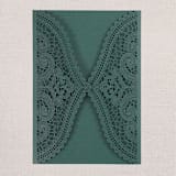 "Qty of 50 Custom Emerald Shimmer Chantilly Lace Invitation Pocket | Other Color Options Available" - Invitation Pockets in green by Papel Custom Design