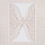 "Qty of 50 Custom White Shimmer Chantilly Lace Invitation Pocket | Other Color Options Available" - Invitation Pockets in white by Papel Custom Design