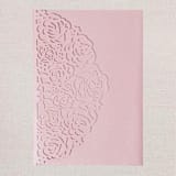 "Qty of 50 Custom Swirl Light Pink Shimmer Tri-fold Pocket | Other Color Options Available" - Invitation Pockets in pink by Papel Custom Design