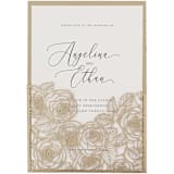 "Old Gold Laser Cut Invitation Pocket with Roses Motif for 5x7 Card | Set of 10 | Envelopes Included" - Invitation Pockets in gold by Self Stationery