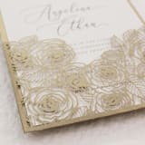 "Old Gold Laser Cut Invitation Pocket with Roses Motif for 5x7 Card | Set of 10 | Envelopes Included" - Invitation Pockets in gold by Self Stationery