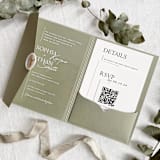 "Elegant Sage Green Matte Wedding Invitation Folder Covers | 5×7 Pocket Invitations | Set of 10" - Invitation Pockets in green by Self Stationery
