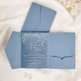 "Folder with Pocket for 5x7 Acrylic Invitation | Wedding Invite Jackets | Set of 10 | Envelopes Included" - Invitation Pockets in blue by Self Stationery