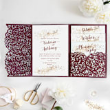 "Custom Laser Cut Lace Pattern Pockets for 5x7 Cards | Set of 10 | Envelopes Included" - Invitation Pockets in multicolorassorted-colors by Self Stationery