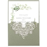 "Sage Green Laser Cut Invitation Pocket for 5x7 Card | Set of 10 | Envelopes Included" - Invitation Pockets in green by Self Stationery