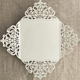 "Champagne gold glitter lace laser cut square petal fold | pack of 10" - Invitation Pockets in gold by Ivory Invitations