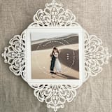 "Champagne gold glitter lace laser cut square petal fold | pack of 10" - Invitation Pockets in gold by Ivory Invitations