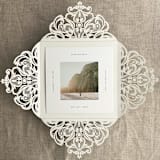 "Black glitter lace laser cut square petal fold | pack of 10" - Invitation Pockets in black by Ivory Invitations