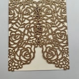 "Qty of 50 Custom Gold Glitter Rose Design Laser Cut | Other Color Options Available" - Invitation Pockets in multicolor by Papel Custom Design