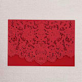 "Qty of 50 Custom Red Shimmer Graceful Lace Wedding Invitation Pocket | Other Color Options Available" - Invitation Pockets in red by Papel Custom Design