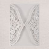 "Qty of 50 Custom Silver Shimmer Chantilly Lace Invitation Pocket | Other Color Options Available" - Invitation Pockets in silver by Papel Custom Design