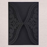 "Qty of 50 Custom Black Irridescent Shimmer Chantilly Lace Invitation Pocket | Other Color Options Available" - Invitation Pockets in black by Papel Custom Design