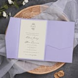 "Qty of 50 Custom Violet Shimmer Simply Elegant Tri-fold Pocket | Other Color Options Available" - Invitation Pockets in purple by Papel Custom Design