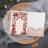 "Qty of 50 Custom Gorgous Open Lace Rose Gold Glitter Pocket | Other Color Options Available" - Invitation Pockets in green by Papel Custom Design