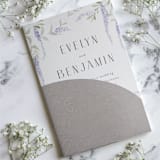"Gray Textured, Embossed, Curved Invitation Pocket, Qty 10" - Invitation Pockets in gray by The Savage Label