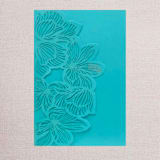 "Qty of 50 Custom Teal Shimmer Exquisite Flower Tri-fold Laser Cut with Inside Pocket | Other Color Options Available" - Invitation Pockets in blue by Papel Custom Design