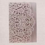 "Qty of 50 Custom Blush Shimmer Graceful Love Heart Tri-fold Laser Cut Pocket | Other Color Options Available" - Invitation Pockets in brown by Papel Custom Design