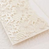 "Cream Floral Laser Cut Invitation Pocket for 5x7 Card | Set of 10 | Envelopes Included" - Invitation Pockets in beige by Self Stationery