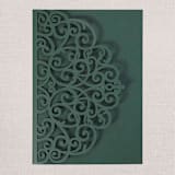 "Qty of 50 Custom Gorgous Open Lace Emerald Shimmer Pocket | Other Color Options Available" - Invitation Pockets in green by Papel Custom Design