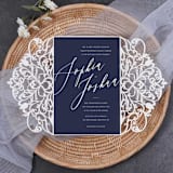 "Qty of 50 Custom Ivory Shimmer Exquisite Lace Laser Cut | Other Color Options Available" - Invitation Pockets in beige by Papel Custom Design