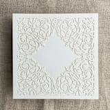 "White Chantilly lace laser cut square pocket | pack of 10 | Envelopes Included" - Invitation Pockets in white by Ivory Invitations