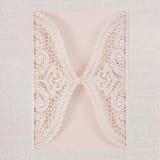 "Qty of 50 Custom Light Pink Shimmer Chantilly Lace Invitation Pocket | Other Color Options Available" - Invitation Pockets in pink by Papel Custom Design