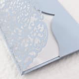 "Laser Cut Lace Invitation Pocket for 5x7 Card | Set of 10 | Envelopes Included" - Invitation Pockets in blue by Self Stationery
