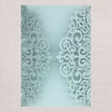 "Qty of 50 Custom Dusty Blue Shimmer Exquisite Lace Laser Cut | Other Color Options Available" - Invitation Pockets in beige by Papel Custom Design