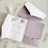 "Elegant Purple Metallic Wedding Invitation Folder Covers | 5×7 Pocket Invitation Holders | Set of 10" - Invitation Pockets in purple by Self Stationery