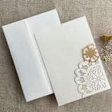 "Floral Lasercut Pocket for 5x7 inch Invitation | Pack of 10 | Envelopes Included" - Invitation Pockets in beige by Ivory Invitations