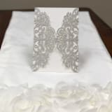 "Qty of 50 Custom Silver Glitter Exquisite Lace Laser Cut | Other Color Options Available" - Invitation Pockets in brown by Papel Custom Design