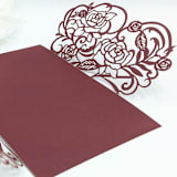 "Burgundy Laser Cut Gatefold (Set of 10)" - Invitation Pockets in red by Caroline Russo