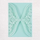 "Qty of 50 Custom Tiffany Blue Shimmer Chantilly Lace Invitation Pocket | Other Color Options Available" - Invitation Pockets in blue by Papel Custom Design