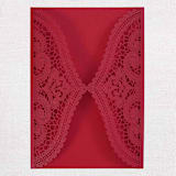 "Qty of 50 Custom Red Shimmer Chantilly Lace Invitation Pocket | Other Color Options Available" - Invitation Pockets in red by Papel Custom Design