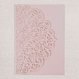 "Qty of 50 Custom Gorgous Open Lace Blush Shimmer Pocket | Other Color Options Available" - Invitation Pockets in gray by Papel Custom Design