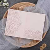 "Qty of 50 Custom Gorgous Open Lace Light Pink Glitter Pocket | Other Color Options Available" - Invitation Pockets in pink by Papel Custom Design